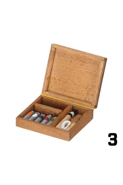 Choice 3 1:12 Dollhouse Furniture Miniature Easel Wood Box Drawing Board Artist Paint Pen Dolls DIY Model .