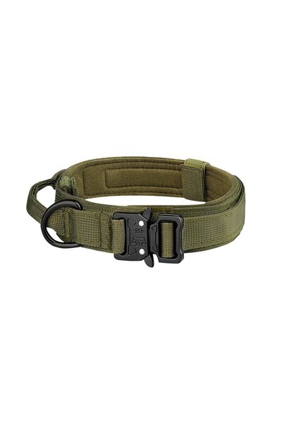 Choice L green Pet Products Outdoor Tactical Dog Collar Metal Buckle Breathability Nylon Collar Medium and