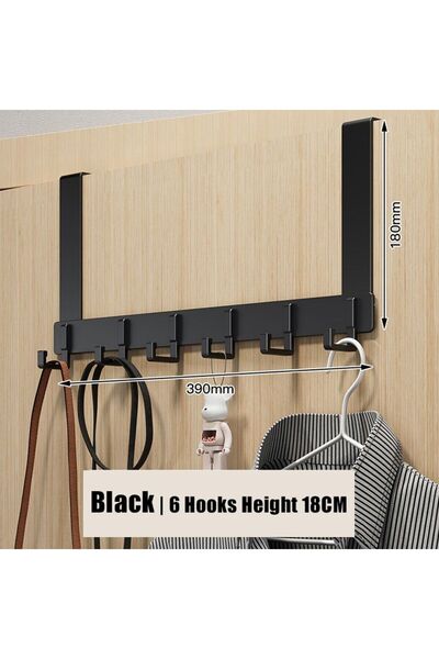 Choice XL black-18cm Hooks Over The Door 6 Hooks Clothes Coat Hat Towel Hanger Home Bathroom Organizer Rack