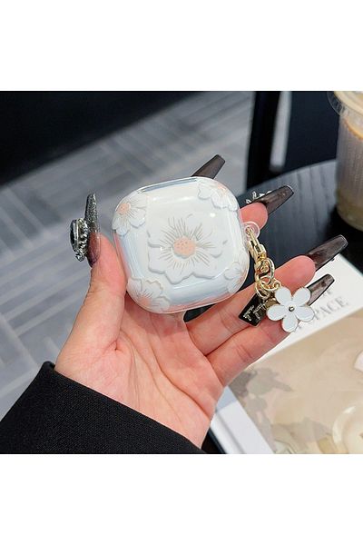 Choice For Buds FE WHITE Fashion Flowers For Samsung Galaxy Buds Pro/Live/FE Soft TPU Anti-Fall Transparent