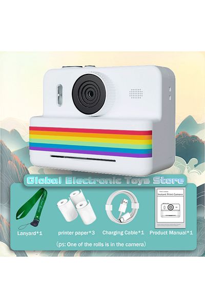 Choice WHITE 2.8 Inch Large Screen Instant Print Camera, HD Digital Video Camera for Kids, Outdoor Zero Ink