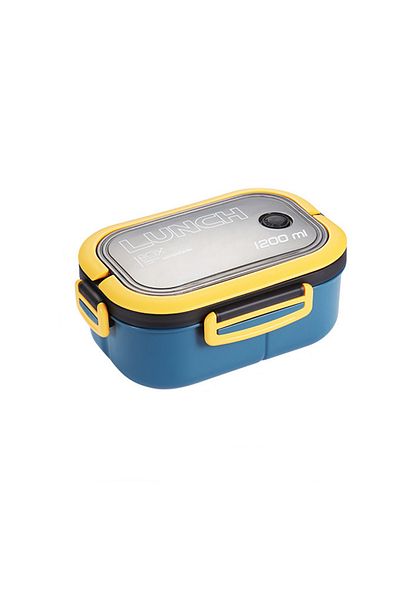 Choice 2 Blue Single Double-layer Lunch Box Portable Compartment Fruit Food Box Microwave Lunch Box With Fo