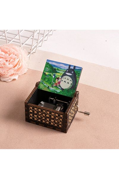 Choice Clear Wooden painted music box, Totoro music gift, ornament, light luxury wooden hand cranked music