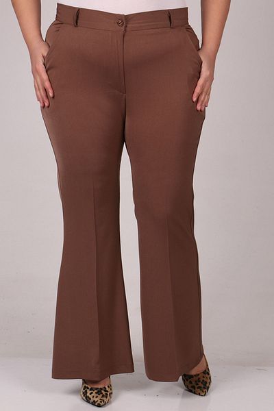 Eslina 29031 Large Size Flared Leg Trousers - Mink