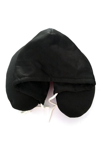 Choice 30x28x9cm Black U-shaped Hooded Travel Home Pillows Car Seats Office Aircraft Pillows Neck Pillows L