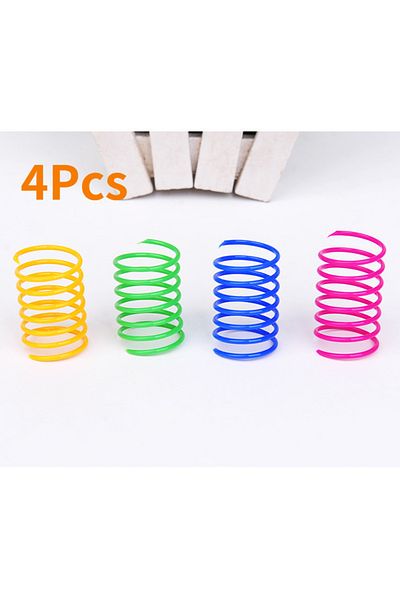Choice 4pc Kitten Coil Spiral Springs Cat Toys Interactive  Gauge Cat Spring Toy Colorful Springs Cat Pet T