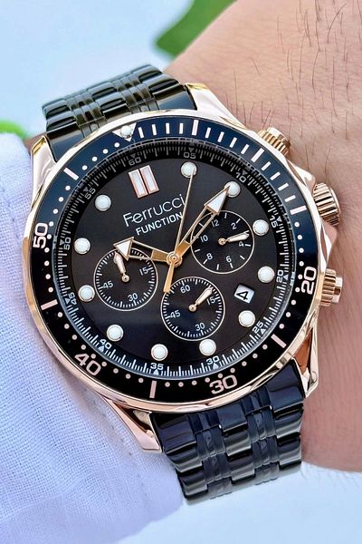 Ferrucci Function Men's Wristwatch Steel Strap Steel Case 3 Atm Water Resistance