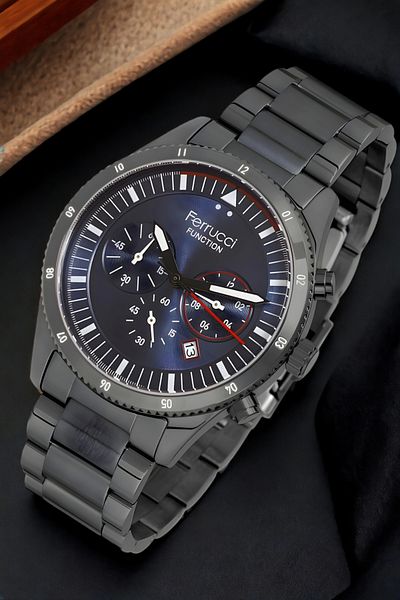 Ferrucci Smoked men's Wristwatch and Bracelet Set - Fc.13907tm.05 Function Zmfer150