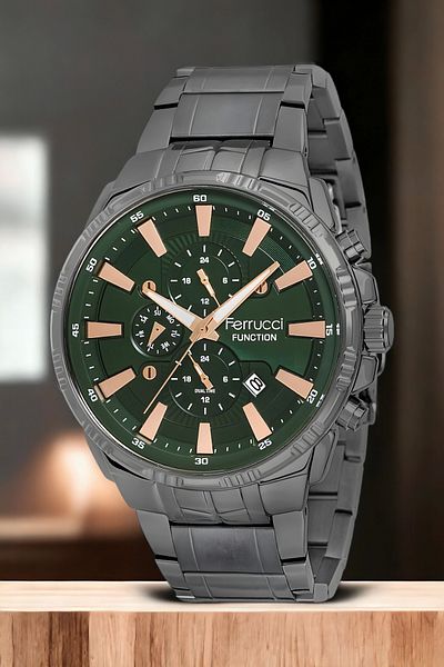 Ferrucci men's Smoke Color Function Wrist Watch - Bracelet Zmfer130