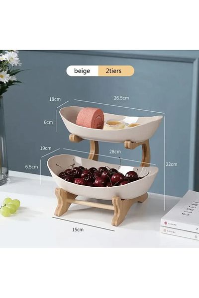 Choice Pink S Double/Three layer Modern Wooden Living Room Multi-layer Snack Net Plastic Fruit Plate Wooden
