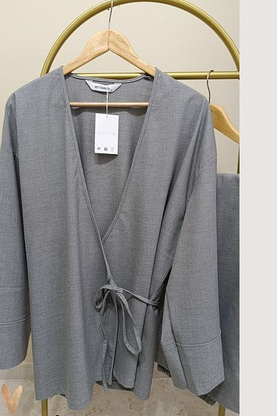 Enisse Double Breasted Neckline Side Tie Large Size Suit