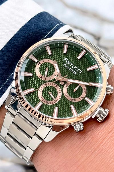 Ferrucci Men's Watch Zmfer086, Mineral Glass and Steel Band & Case