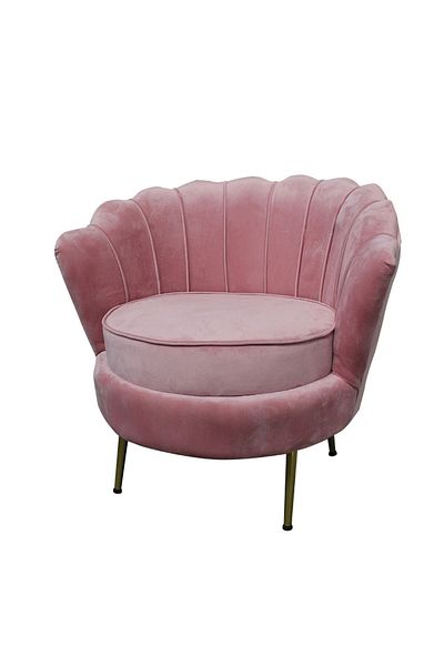 Homelux Velvet Fleur armchair, 80X78X73 cm, pink color, gold metal legs, seat cushion included