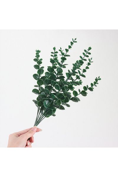 Choice 10pcs dark green 10pc 38CM Artificial Plants Eucalyptus Leaves Green Leaf Branches Flowers Wreath DI