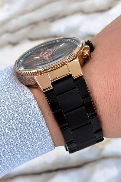 Ferrucci Men's Black Wristwatch - 3 ATM, Steel Cord and Case Bracelet Zmfer099