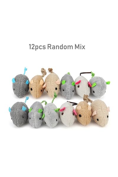Choice Random Color 12 3/7/12pcs Interactive Plush Rat And Cat Toys With Durable Linen Perfect For Small Br