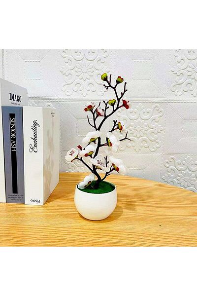Choice 30X11CM White Artificial Plants Bonsai Small Tree Simulation Pot Plants Fake Flowers Table Potted Or