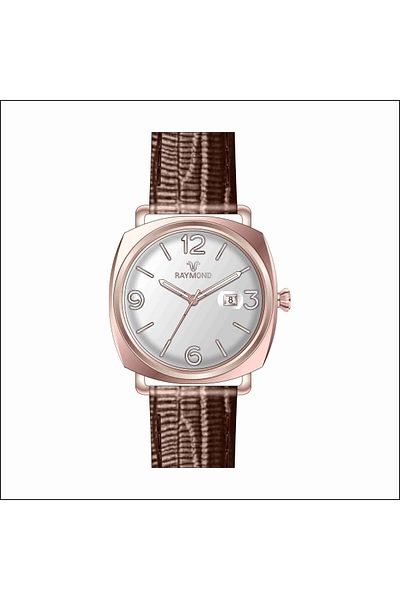 Raymond Rym-1066 Leather Cord - Stainless Steel Case - 2 Years Warranty - Raymond Men's Wristwatch