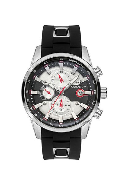 Quantum ADG678.331 Men Multi Function Display Watch & Silicone Strap Black