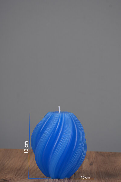 MelDef Dekoratif Tepside Yasemin Kokulu Mum Mavi 3lü Set Spiral Model Hediyelik Mum (12X10)