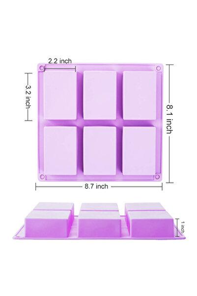 Choice1 قالب صابون سيليكون يدوي الصنع مكون من 6 شبكات بقاعدة مسطحة باللون الأ...
