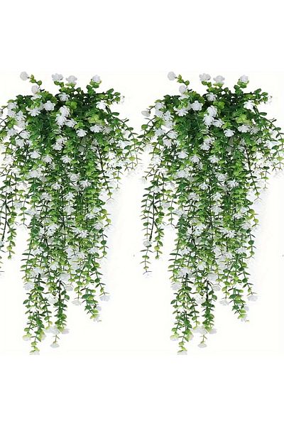 Choice 3pcs White 3pcs, Artificial Hanging Plants Fake Hanging Plant Faux Eucalyptus Leaf Greenery Vine Out