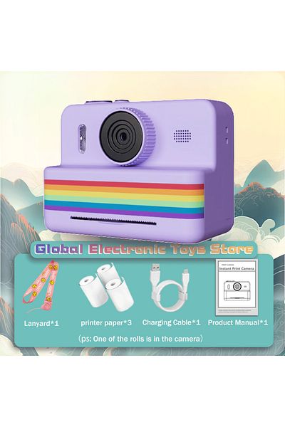 Choice VIOLET/紫罗兰 2.8 Inch Instant Print Camera, Digital Video Camera With 3 Rolls of Thermal Printing Pape