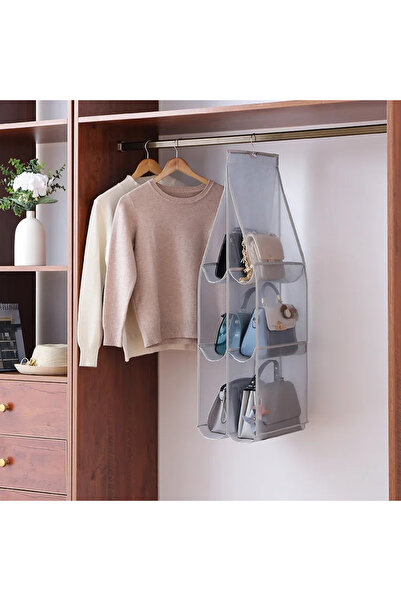 Choice رمادي - 3 طبقات 1/2 قطعة أكياس تخزين معلقة لتنظيم الحقائب 3/4 طبقة صدي...