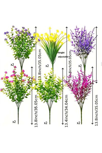 Choice 12 Bundles 12 Bundles Outdoor Artificial Flowers Uv Resistant Faux Plastic Shrubs Plants Garden Pati