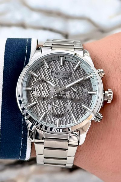 Ferrucci Men's Watch Zmfer086, Mineral Glass and Steel Band & Case