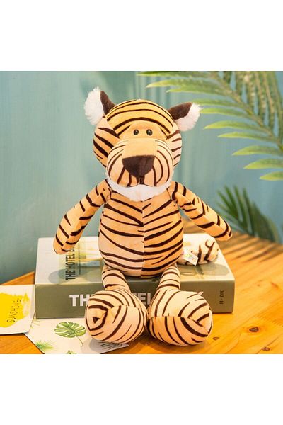 Choice 25cm tiger 25cm Stuffed Lifelike Lion Tiger Elephant Monkey Leopard Giraffe Raccoon Doll Simulation
