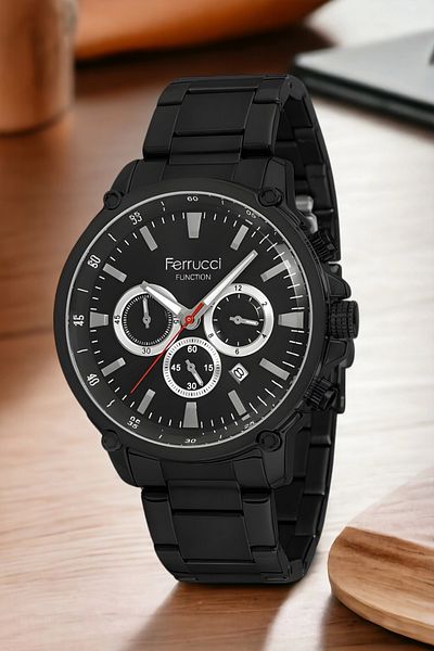 Ferrucci Fcf.13618fm.01 Black Men's Wristwatch and Bracelet - Zmfer141