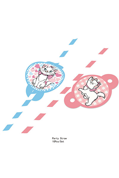 Choice Straw 10Pcs Pink Marie Cat Disposable Girl Happy Birthday Party Suppli...