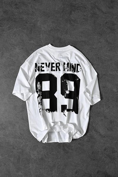 Slatra Ανδρικό λευκό μπλουζάκι Never Mind με στάμπα Oversize
