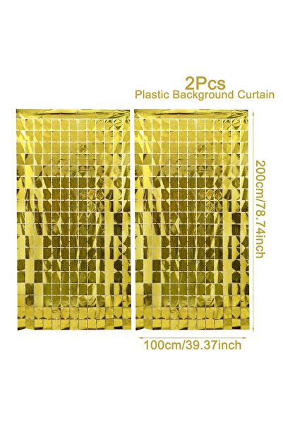 Choice1 ستارة خلفية للحفلات من الذهب مكونة من قطعتين مع هامش معدني من رقائق م...