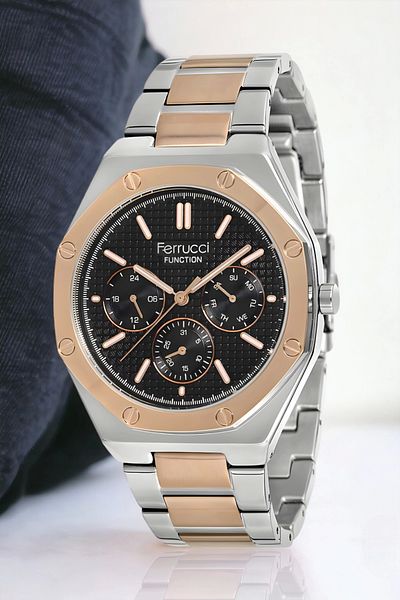 Ferrucci Fcf.12715fm.02 - Men's Silver-Rose Color Wrist Watch and Bracelet Zmfer145