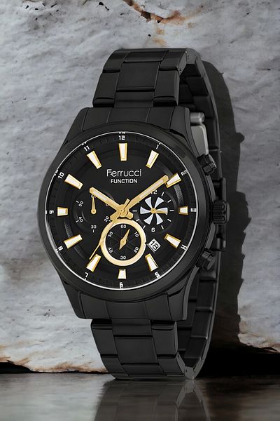 Ferrucci Men's Black Wristwatch - Function Fcf.12062fm.02 Zmfer140 Bracelet