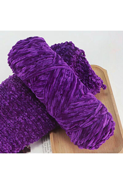 Choice غزل مخملي ناعم من الشنيل أرجواني غامق 95 جرامًا، صوف محبوك، وشاح ومعطف...