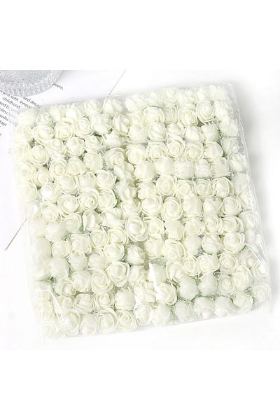 Choice Milk White 144Pcs Mini Rose Artificial Flowers Bouquet 7.5cm Foam Fake Flowers Wedding Decoration fo