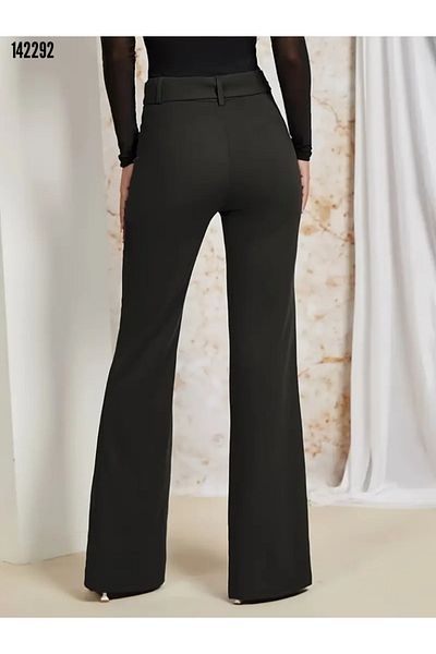 JANES Women's High Waist Belted Expanding Imported Crepe Pants