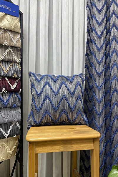 Cortibo Verona Patterned Throw Pillow Cover Navy Blue