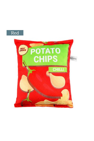 Choice Red Funny Dog Toys Crisps Plush Filled Pets Squeaky Chew Toy Bite-resistant Sounding Paper Toys For