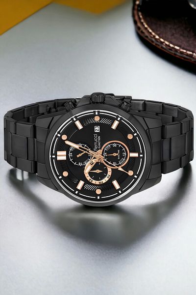 Ferrucci Men's Black-Rose Colored Wristwatch - Fcf.13853fm.03 Bracelet Zmfer132
