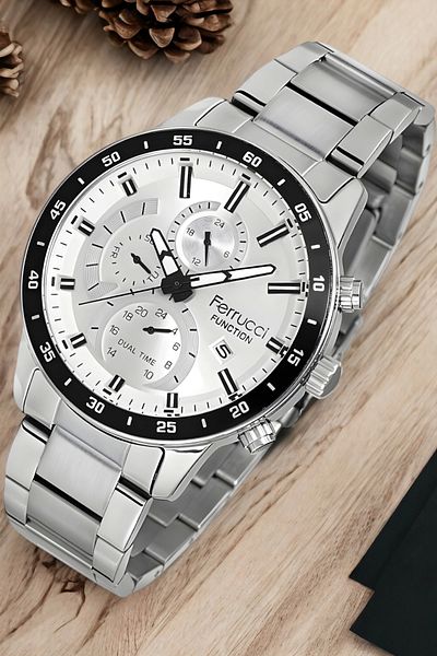 Ferrucci Fcf.13568fm.01 - Silver White Men's Wristwatch and Bracelet Set
