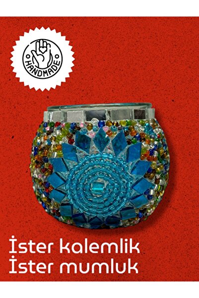 YILDIZ El Yapımı Masaüstü Dekoratif Mozaik Mumluk Tealight (10cm x 10cm)