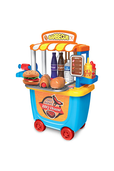 Little Story محطة شواء/عربة طعام للعب الأدوار (33 قطعة) - أزرق