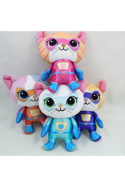 Choice 4pcs Super Kitties Team Anime Plush Toys Crystal Super Soft Plush Toy Doll Blue Kitten Green Kitten