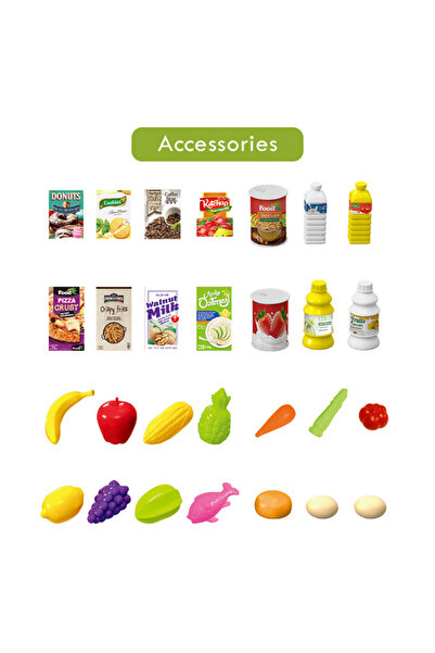 Little Story Role Play Market Shopping Cart Toy Set (56 Pcs)-Green