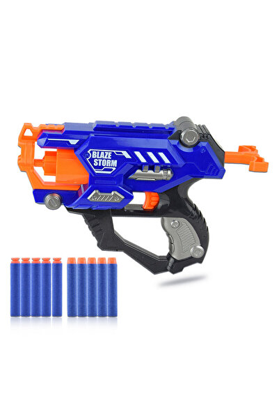 Little Story مسدس لعبة يدوي للأطفال مع 10 قطع من الرصاص الناعم - أزرق