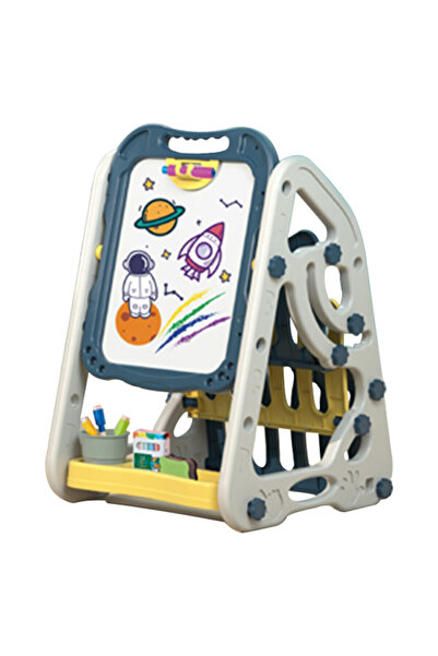 Little Story لوحة رسم/تعليم مغناطيسية متعددة الوظائف ذات وجهين مع رف كتب - أزرق